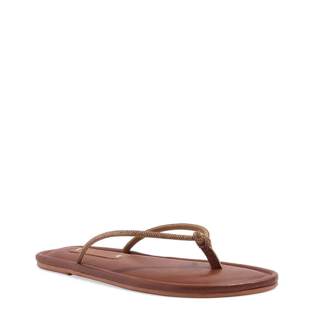 Rasteira Napa Soft Bico Redondo Brilho Strass Marrom - vista 2 de 4
