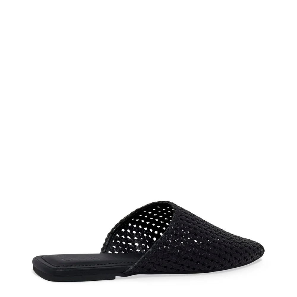 Mule Mocassim Tramado Bico Quadrado Preta - vista 3 de 4