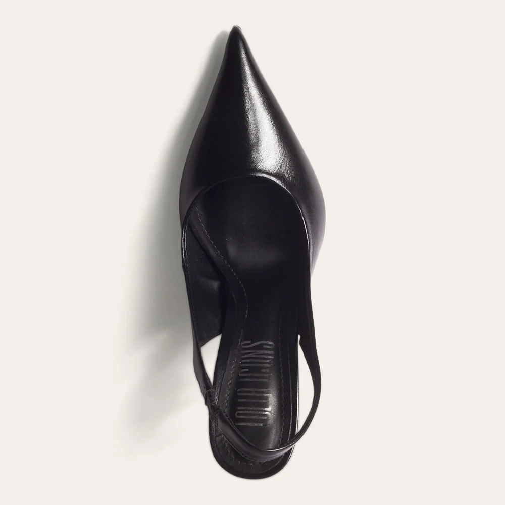 Scarpin Slingback Couro Salto Agulha Preto - vista 3 de 3