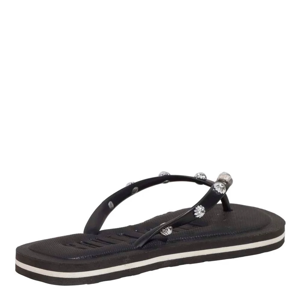 Chinelo Flip Flop Tecido Tachas Preto - vista 3 de 4