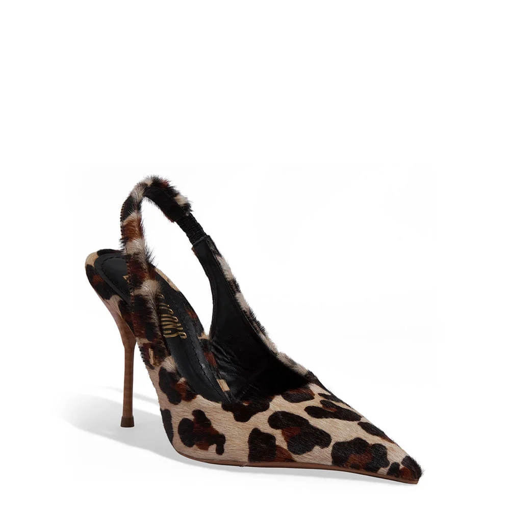 Scarpin Couro Estampa Animal Print Onça Bico Fino Salto Agulha - vista 2 de 3