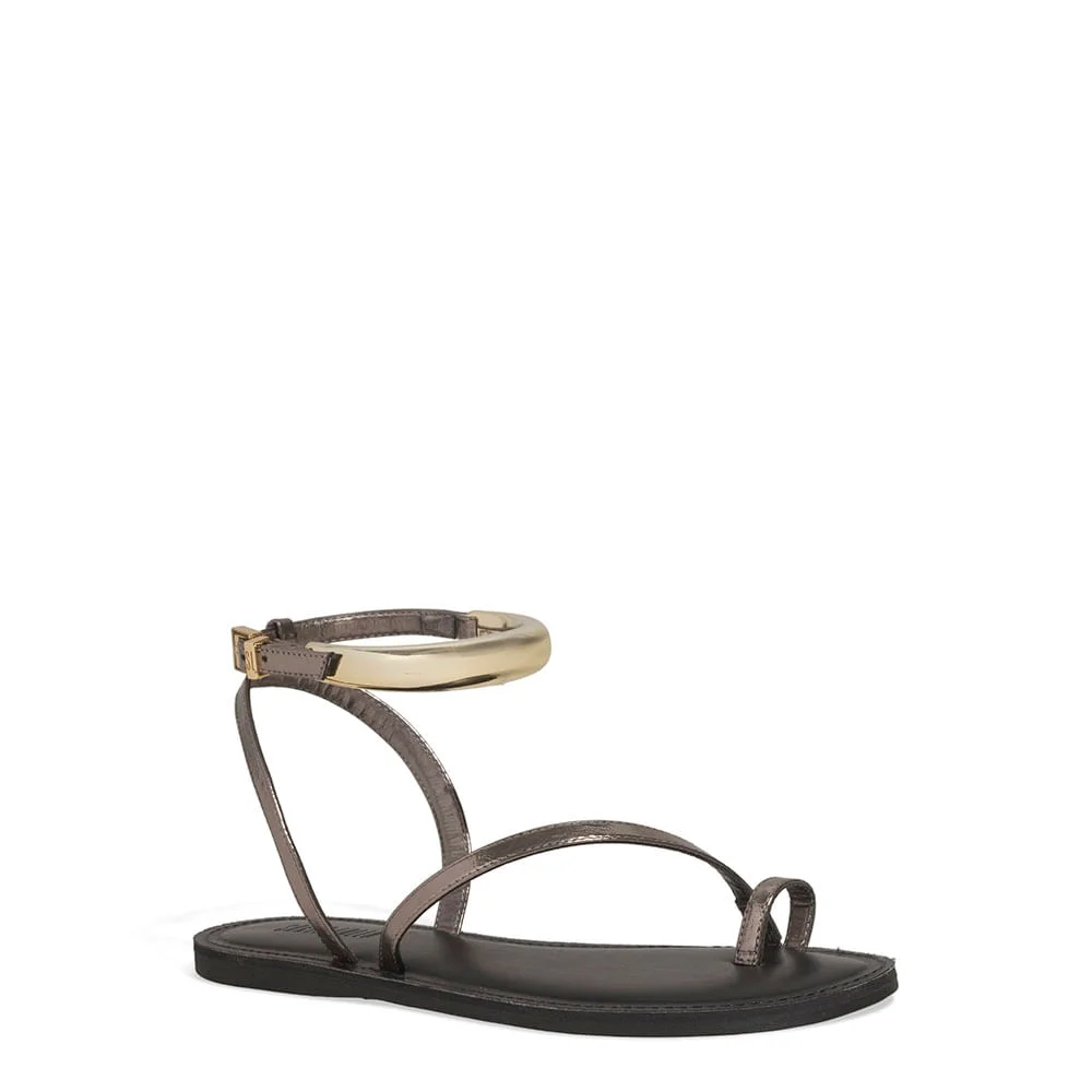 Rasteira Thong Metalizado Reflexo Cinza Pewter - vista 2 de 4