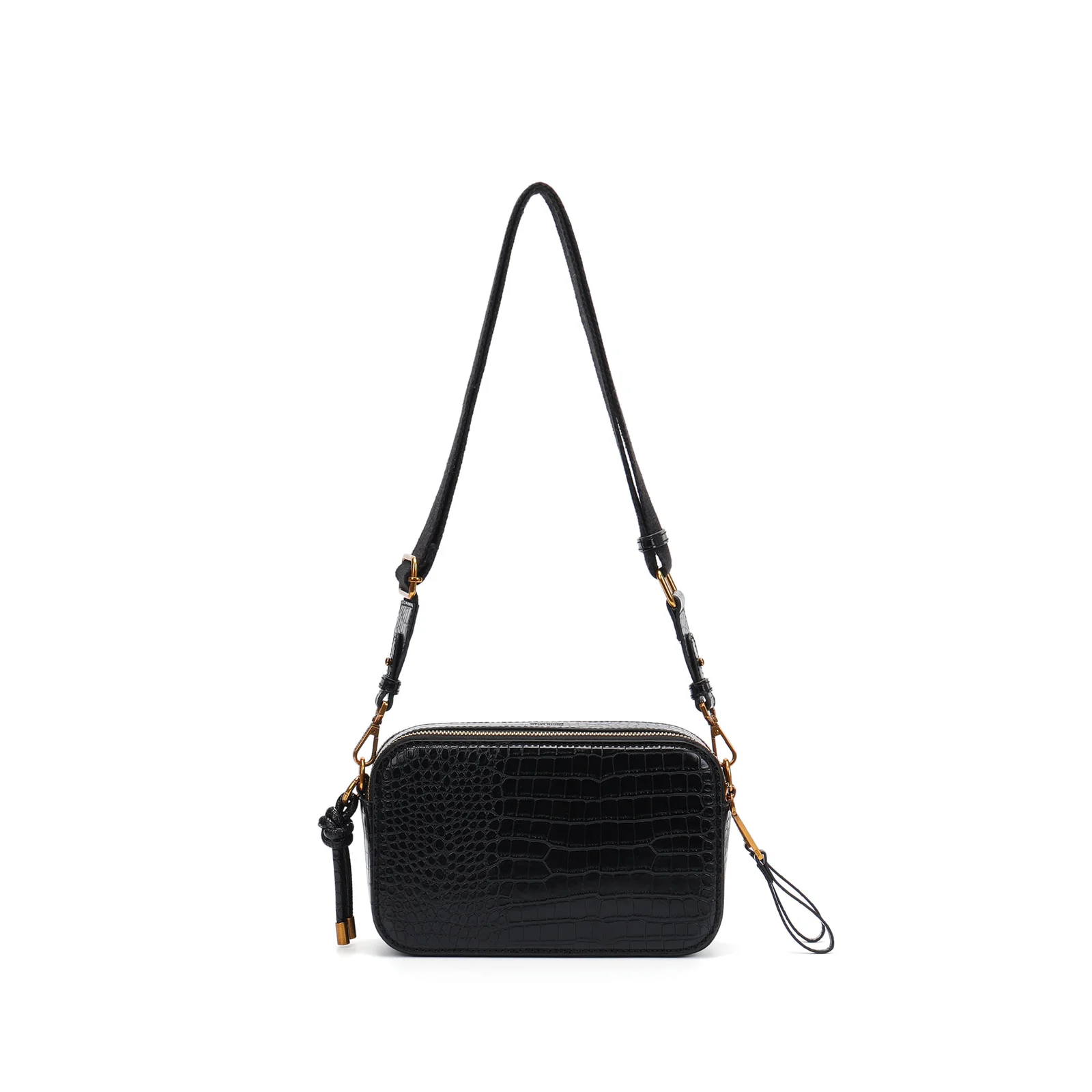 Bolsa Camera Bag Croco Preto Transversal - vista 3 de 5