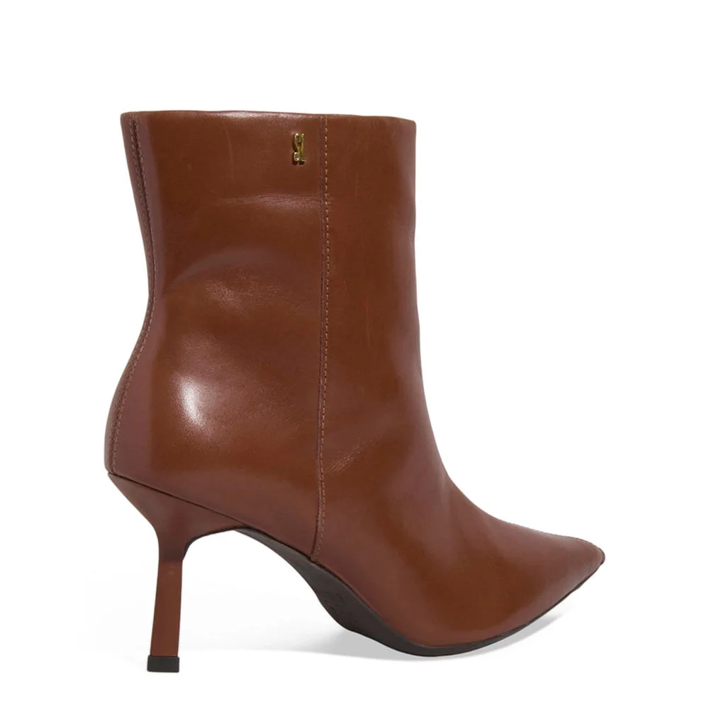 Bota Couro Soft Cano Curto Bico Fino Marrom Terracota - vista 2 de 2