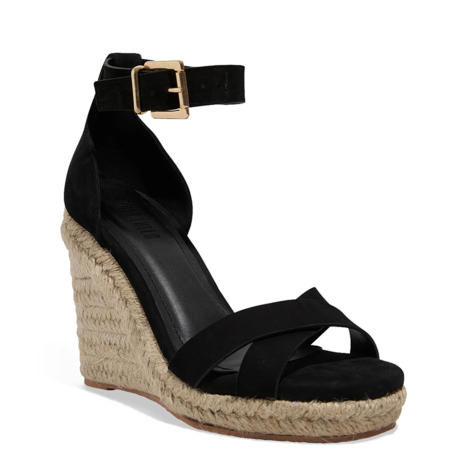 Sandália Espadrille Nobuck Preto Anabela - vista 2 de 4