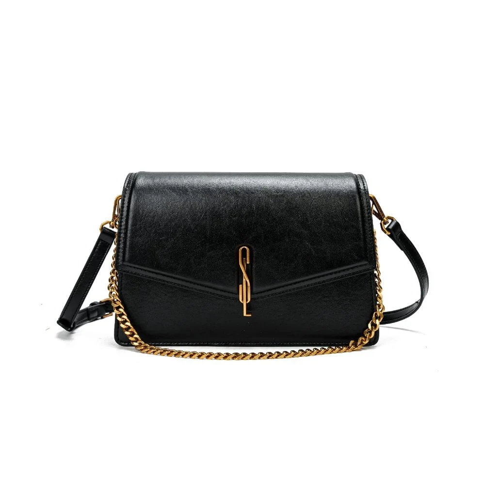 Bolsa Média Rústico Liso Preto Corrente - vista 1 de 7