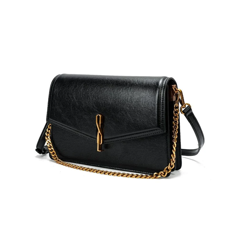 Bolsa Média Rústico Liso Preto Corrente - vista 3 de 7
