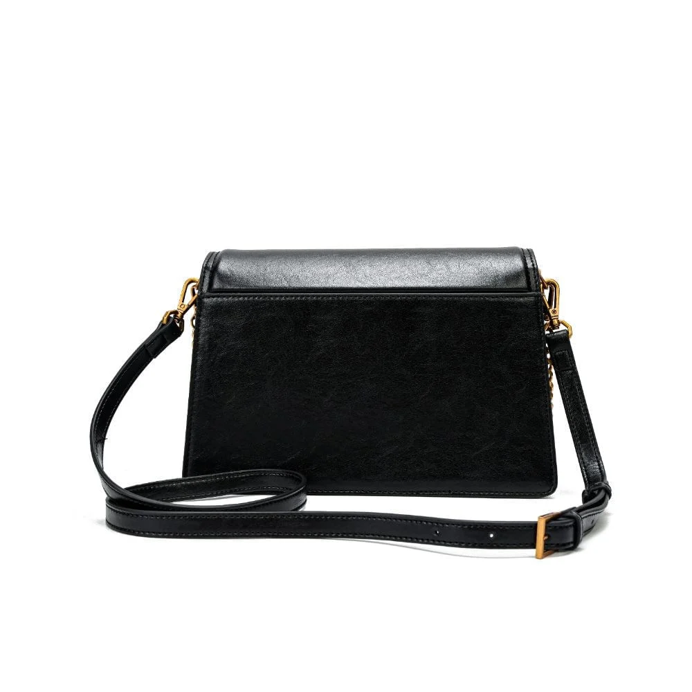 Bolsa Média Rústico Liso Preto Corrente - vista 7 de 7