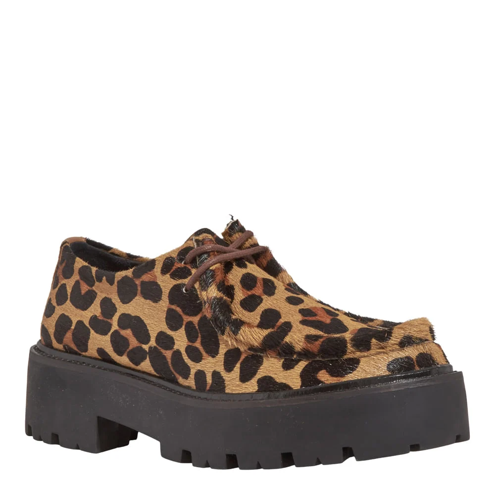 Mocassim Tratorado Couro Pelo Estampa Animal Print Onça - vista 2 de 3