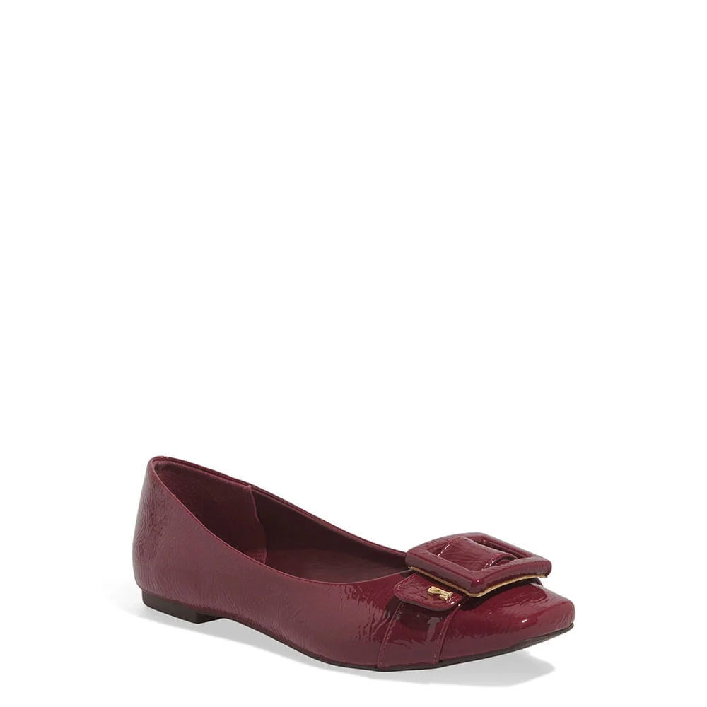 Sapatilha Fivela Verniz Glossy Bico Quadrado Vermelho Carbenet - vista 2 de 6