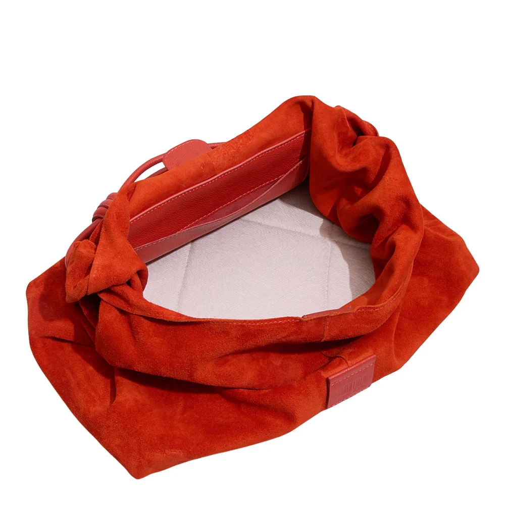 Bolsa Hobo Grande Couro Camurça Laranja - vista 3 de 3