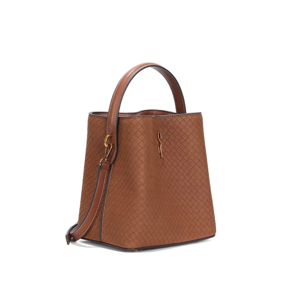 Bolsa Pequena Tressê Texturizado Marrom Transversal - vista 2 de 3