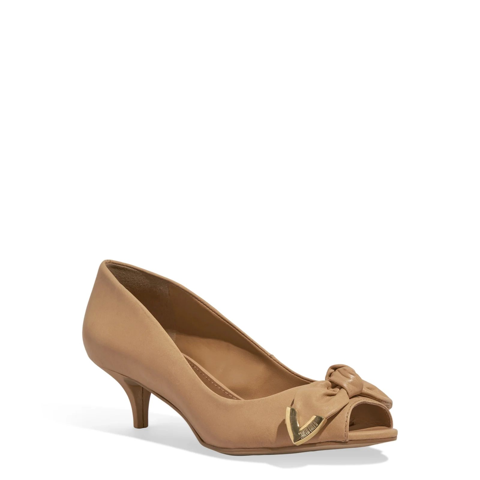 Peep Toe Couro Pelica Bege Laço - vista 2 de 4