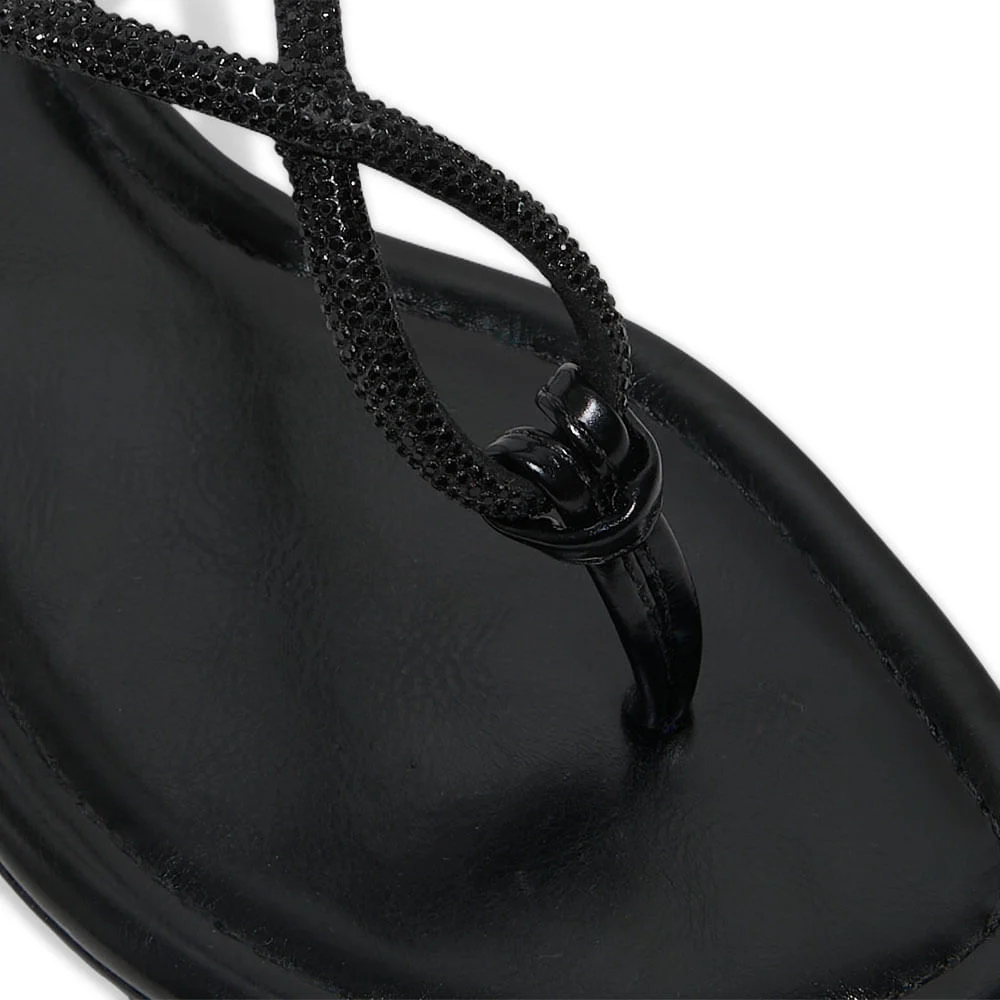 Rasteira Napa Pu Preto Brilho - vista 3 de 6