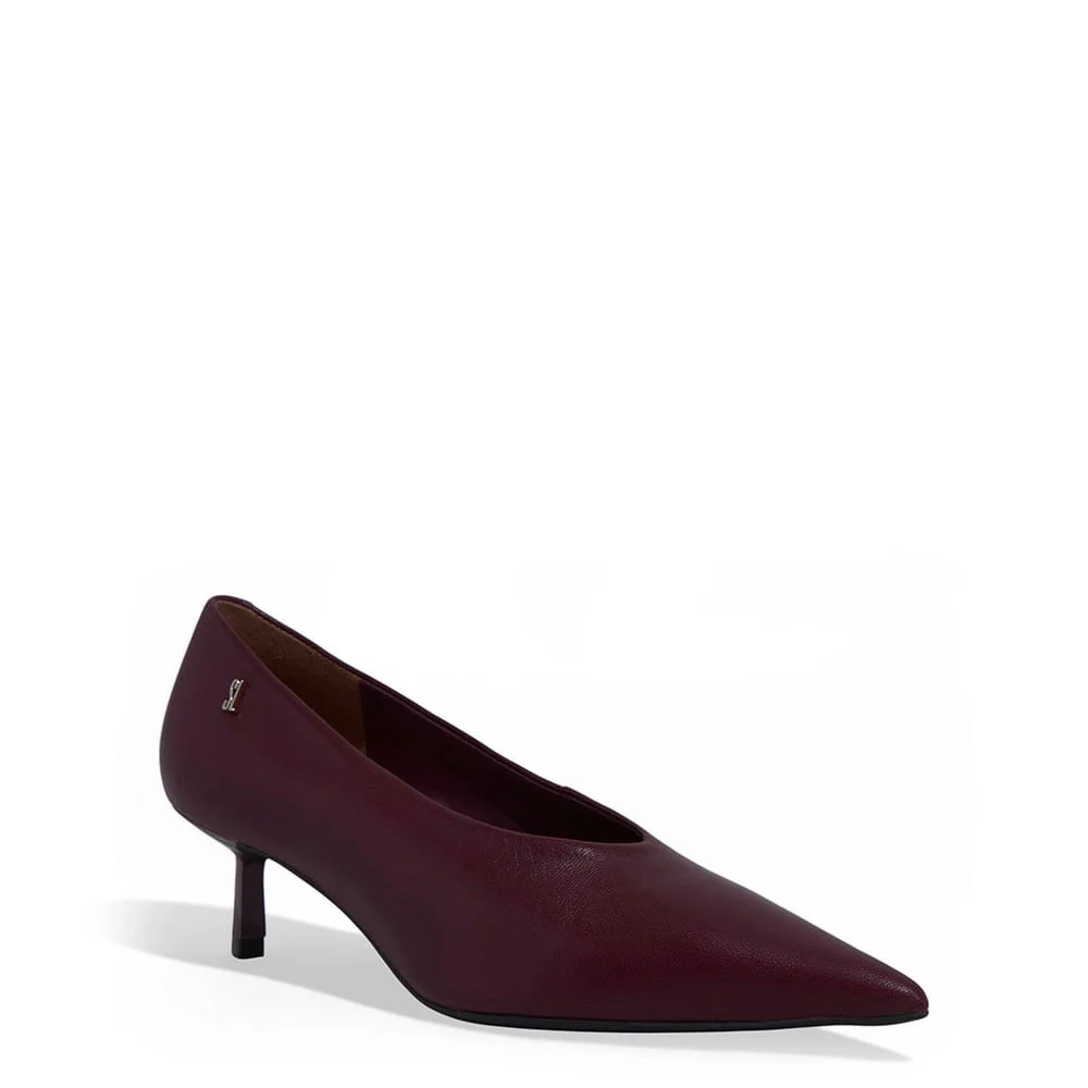 Scarpin Couro Pelica Salto Baixo Roxo Berry - vista 2 de 3