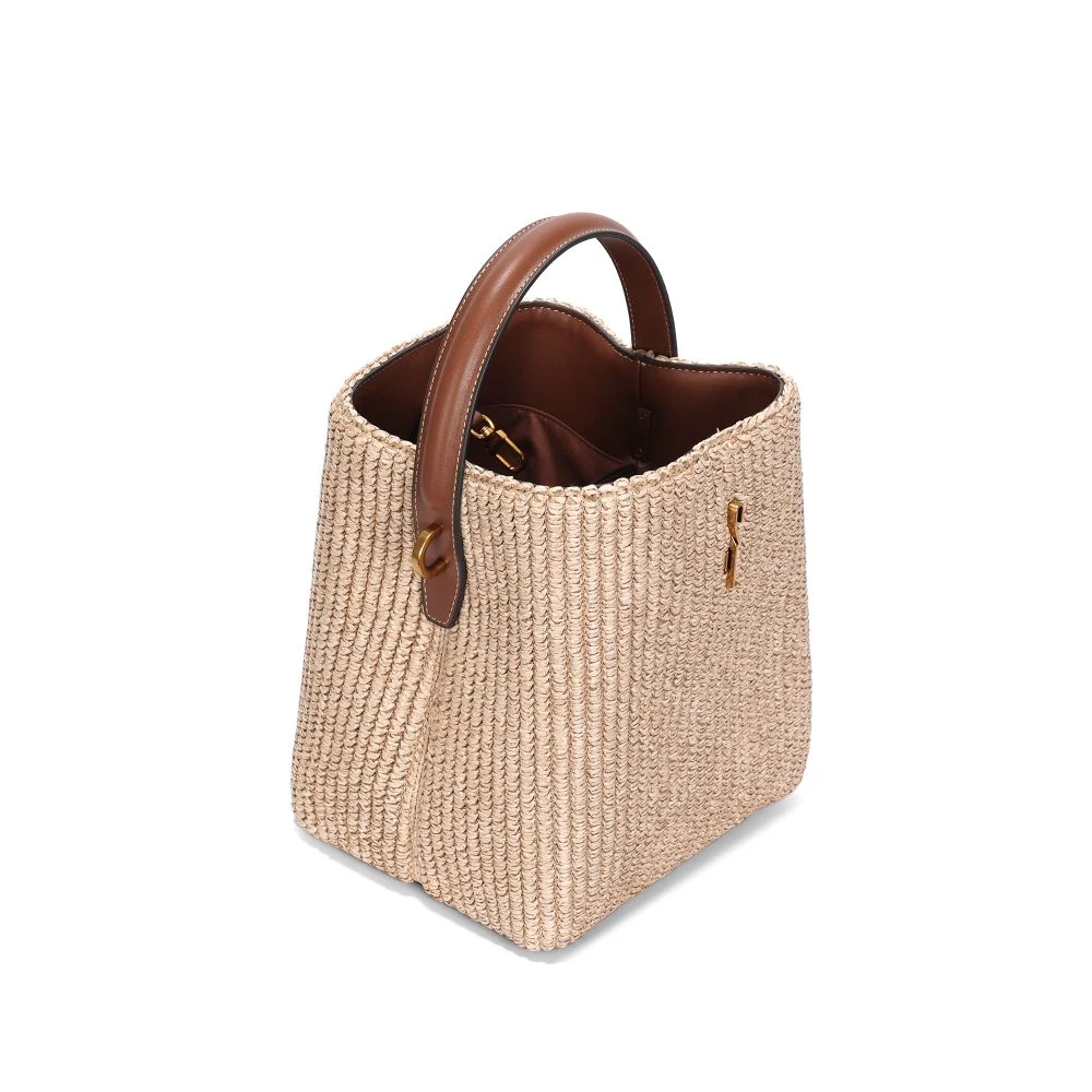 Bolsa Pequena Palha Estruturada Bege Sand - vista 2 de 3