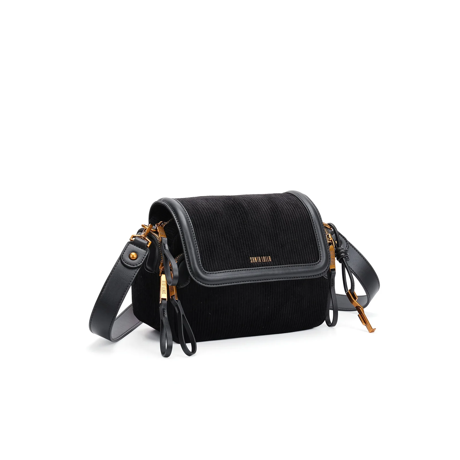 Bolsa Média Veludo Cotelê Transversal Preto - vista 2 de 6