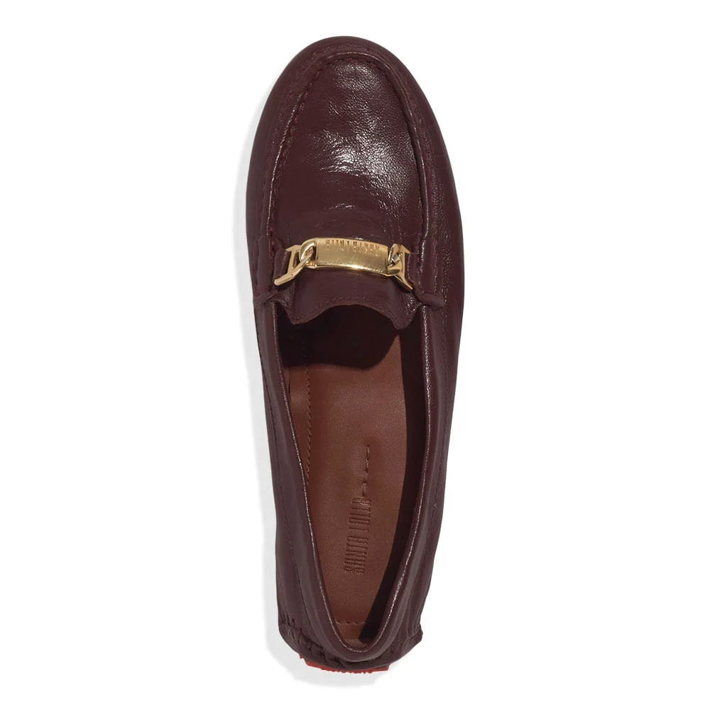 Mocassim Couro Bucato Roxo Beterraba Metal - vista 4 de 5