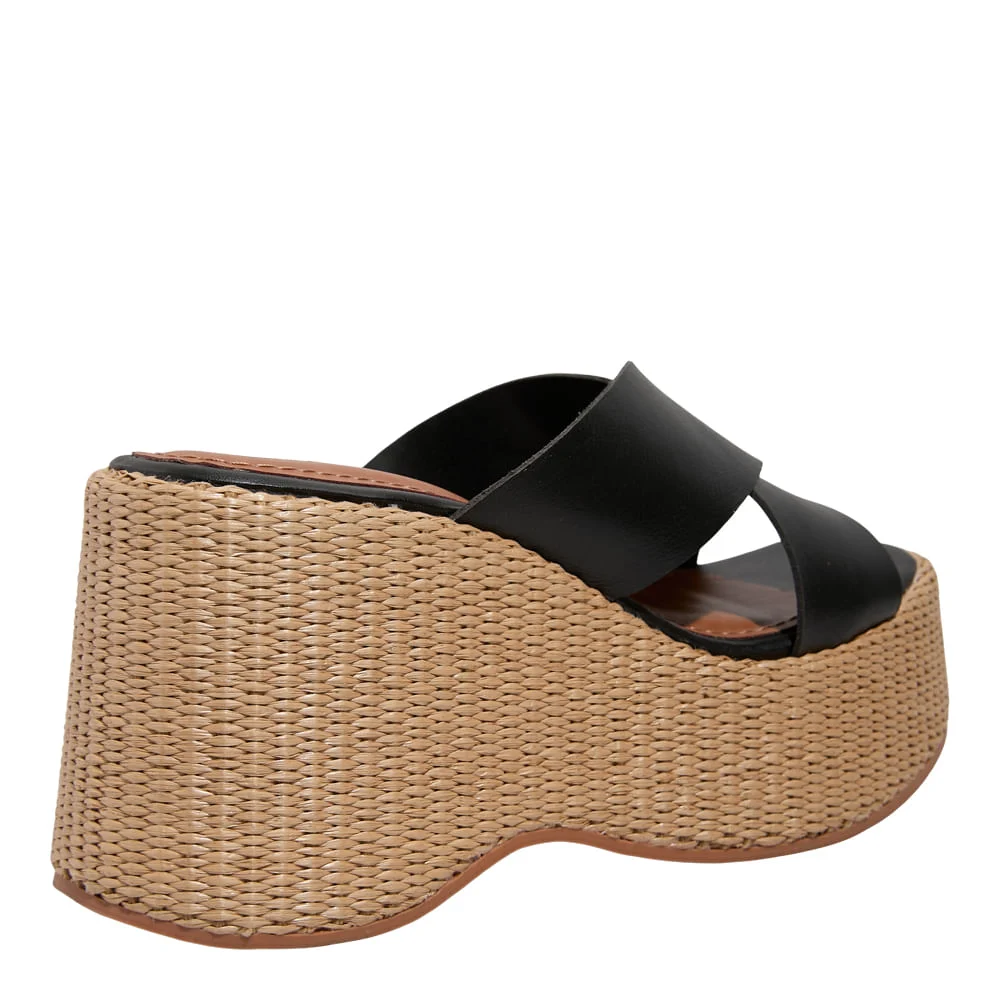 Espadrille Plataforma Couro Nobre Soft Preto - vista 3 de 4