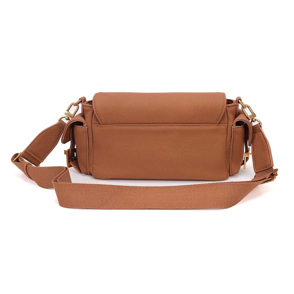 Bolsa Nobuck Média Marrom Safari Fivela Transversal - vista 4 de 6