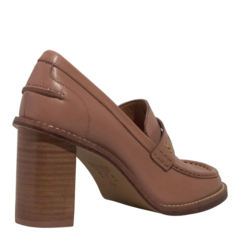 Mocassim Couro Nobre Soft Marrom Safari Salto Grosso - vista 3 de 4