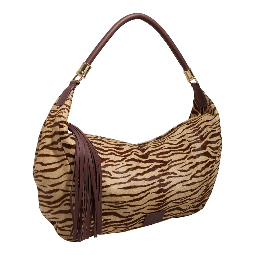 Bolsa Média Couro Pelo Animal Print Zebra - vista 1 de 2