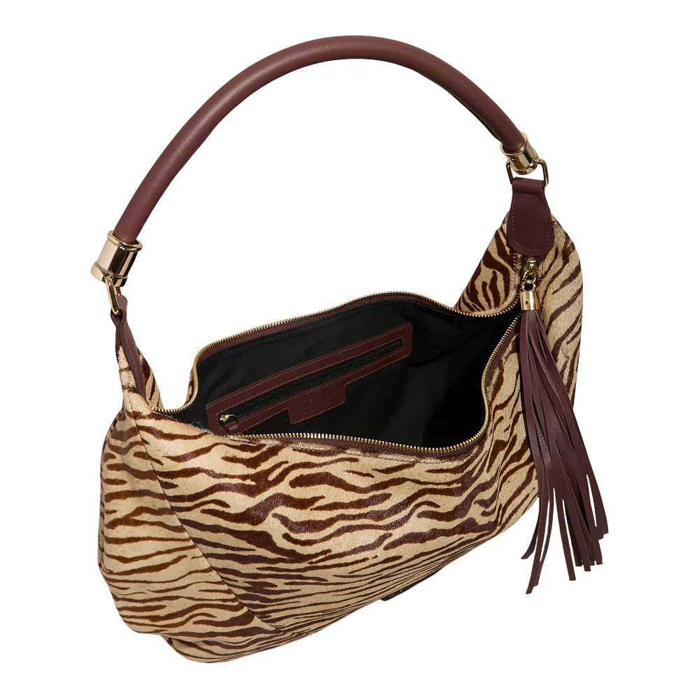 Bolsa Média Couro Pelo Animal Print Zebra - vista 2 de 2