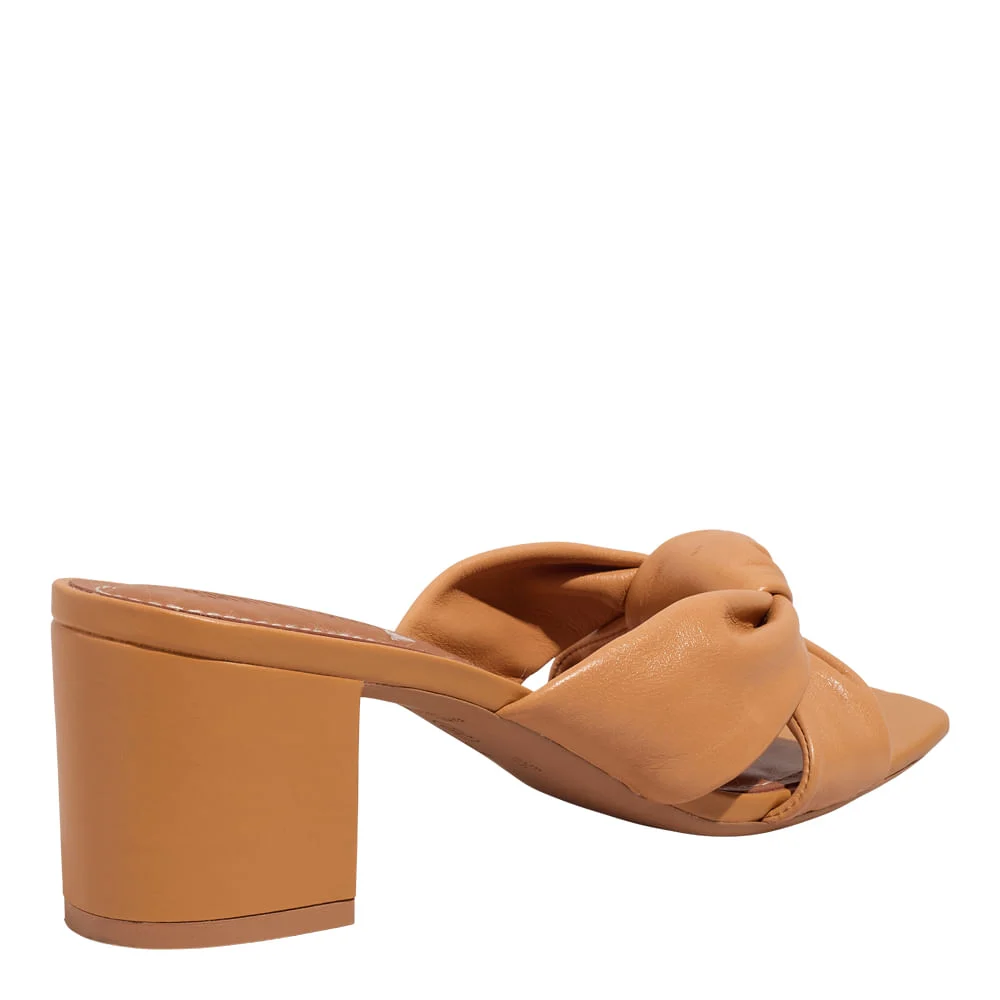 Mule Couro Nobre Soft Marrom Doce de Leite Salto Bloco - vista 3 de 3