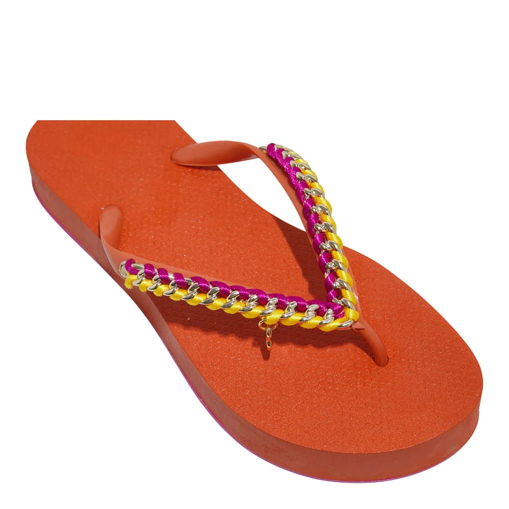 Chinelo Flatform Borracha Laranja Corrente - vista 5 de 6