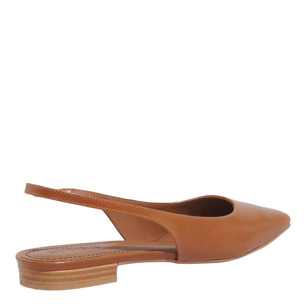 Sapatilha Slingback Couro Confort Marrom Safari - vista 3 de 5