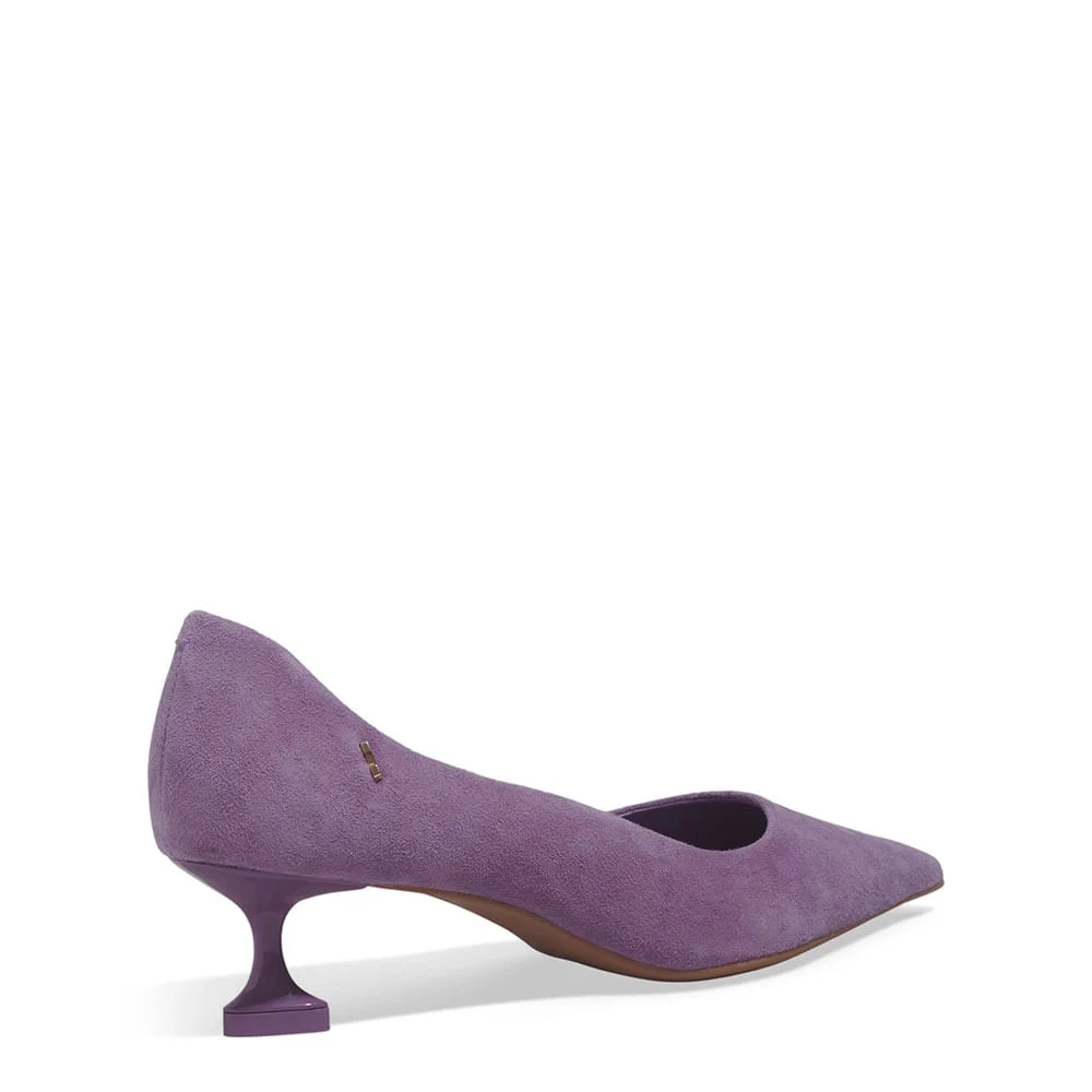 Scarpin Couro Camurça Salto Baixo Taça Roxo Malve - vista 4 de 4