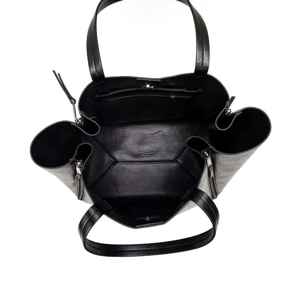Bolsa Shopper Grande Rústico Preto Zíper - vista 7 de 9