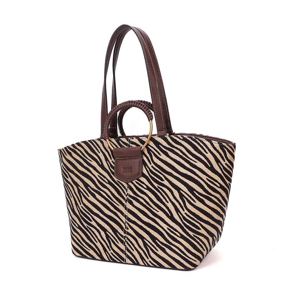 Bolsa Shopper Palha Zebra Animal Print Alça Dupla - vista 4 de 8