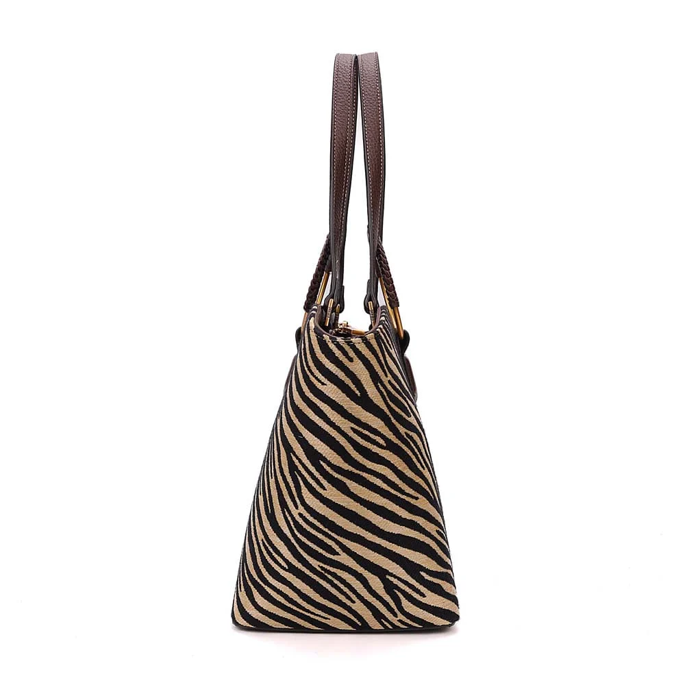 Bolsa Shopper Palha Zebra Animal Print Alça Dupla - vista 5 de 8