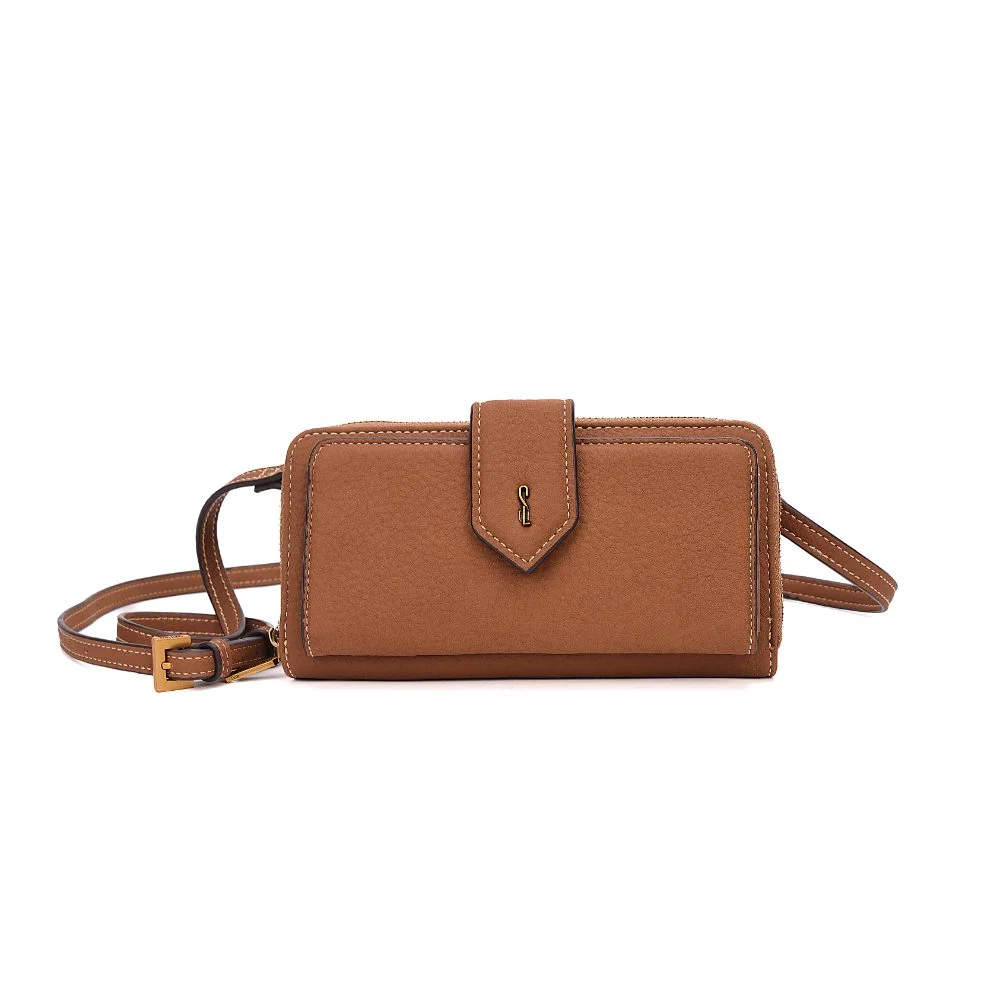 Bolsa Carteira Nobuck Marrom Safari Alça Transversal - vista 1 de 7