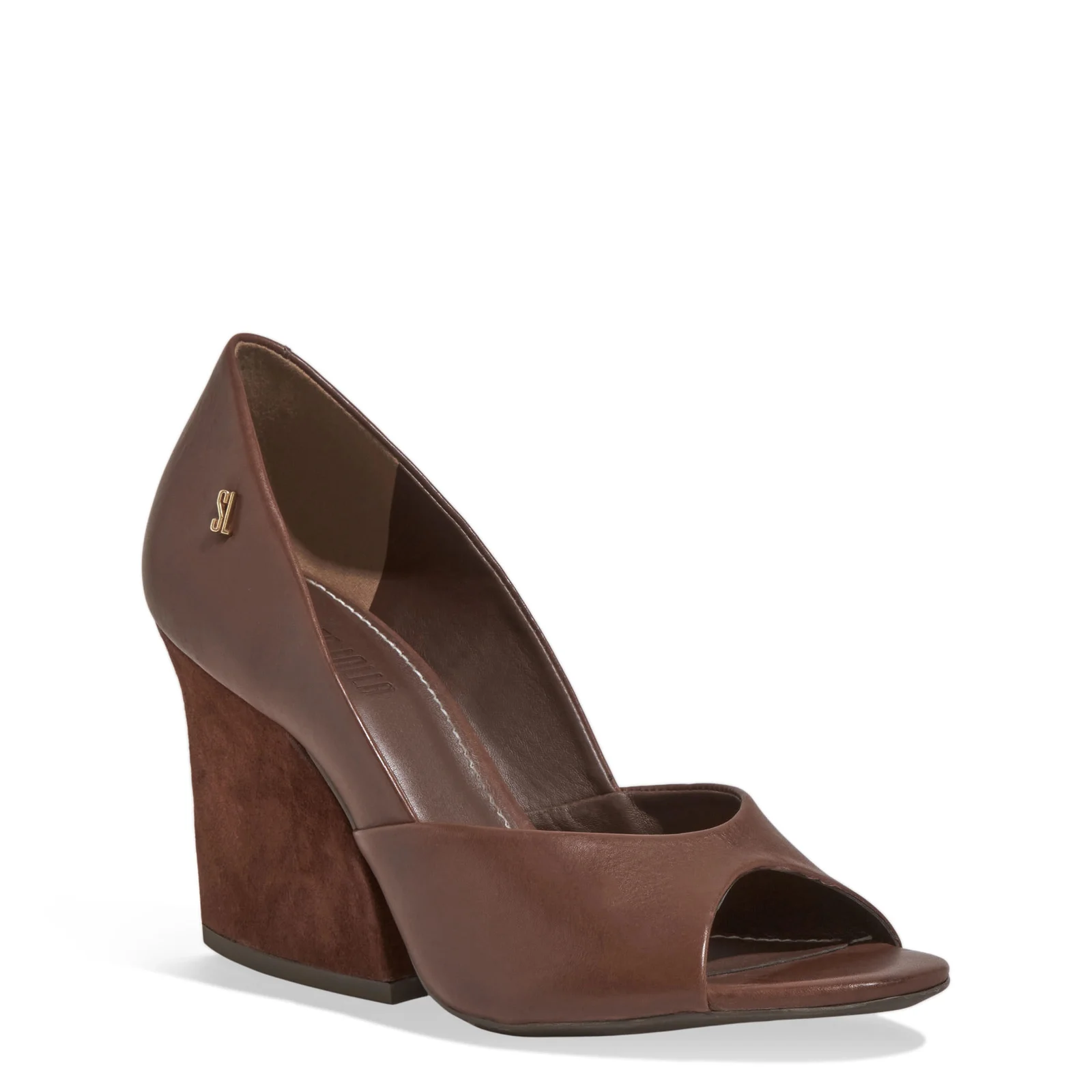 Peep Toe Couro Pelica Soft Salto Grosso Marrom Dark Cocoa - vista 2 de 3