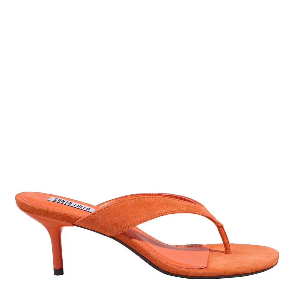 Mule de Dedo Couro Camurça Premium Laranja Pomelo Salto Fino - vista 1 de 3