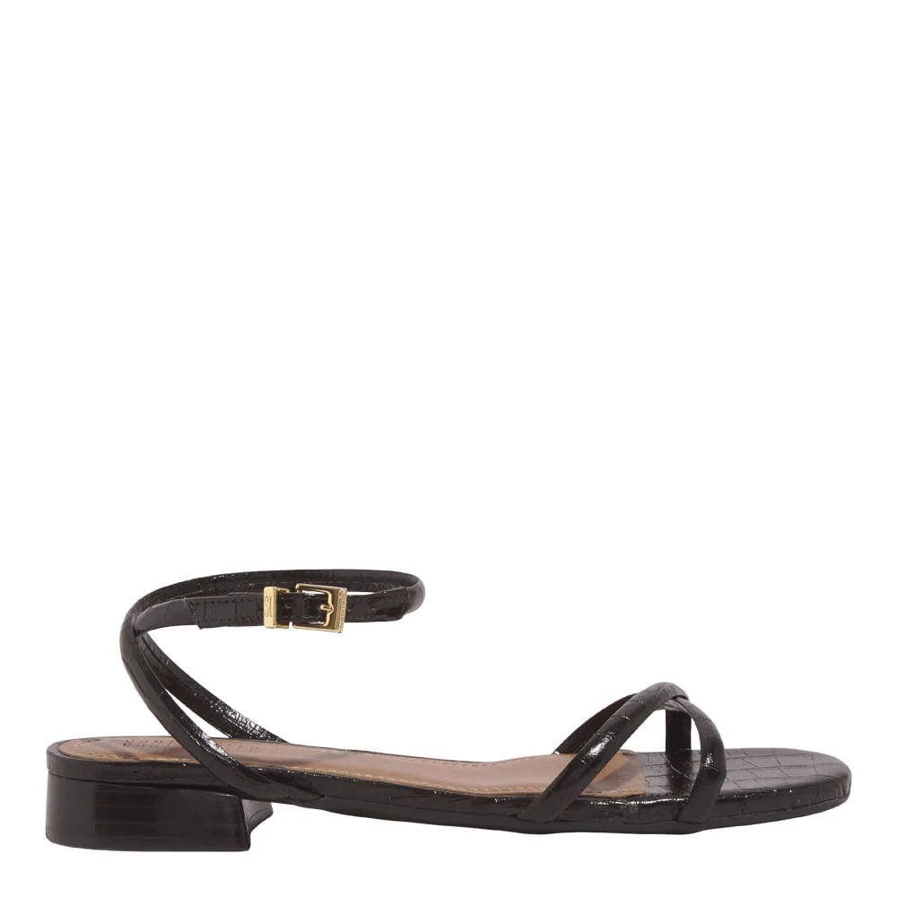 Rasteira Croco Italiano Preto - vista 1 de 5