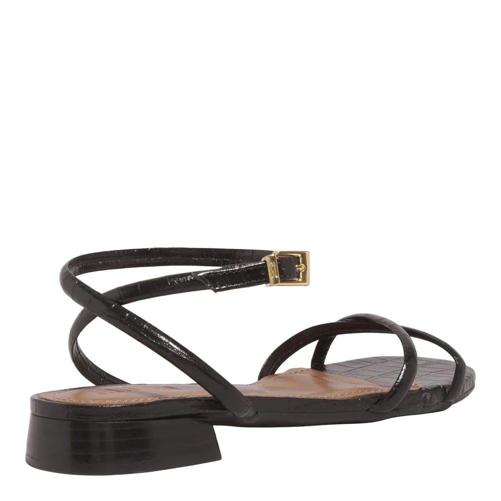 Rasteira Croco Italiano Preto - vista 3 de 5