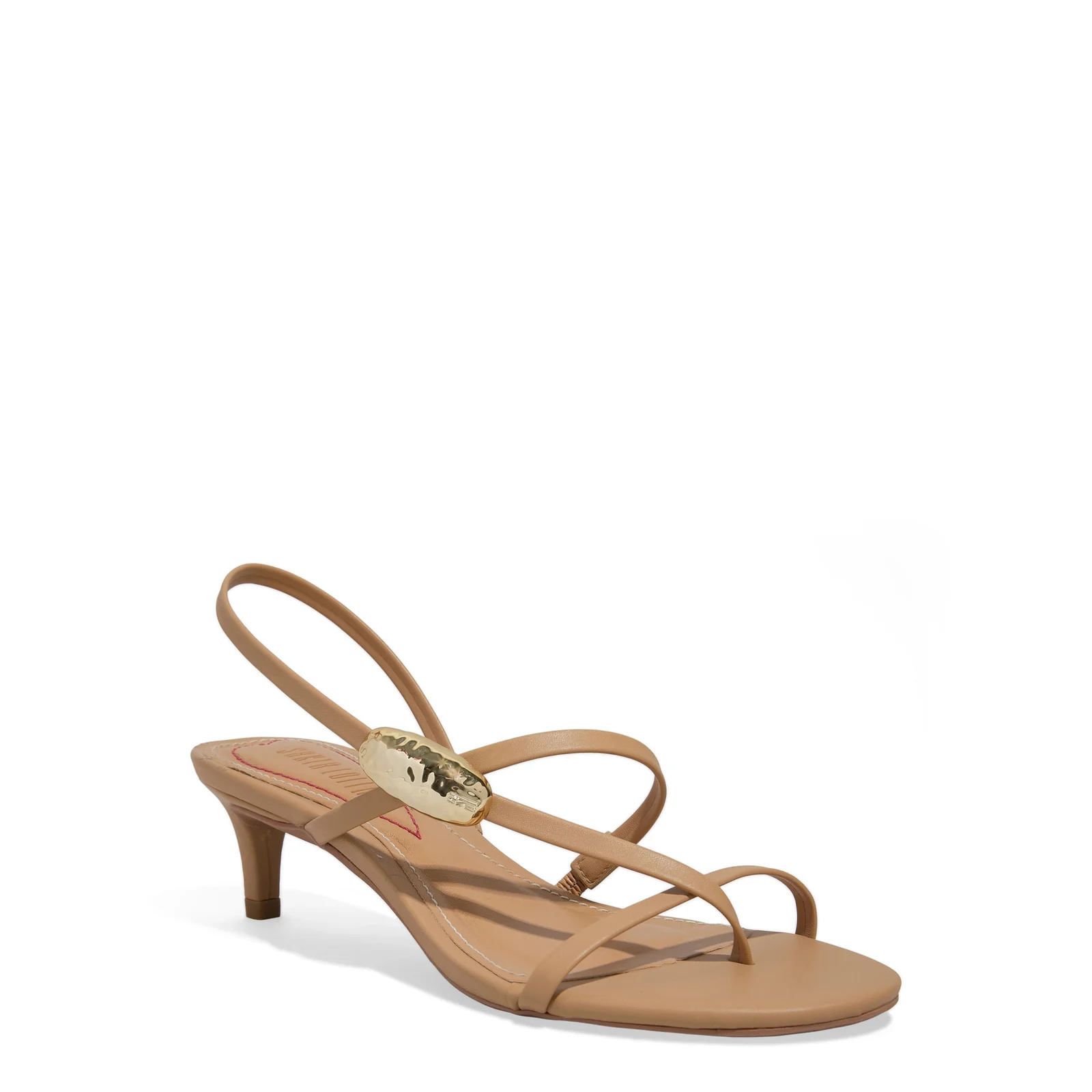 Sandalia Napa Soft Salto Fino Bege Palha - vista 2 de 4