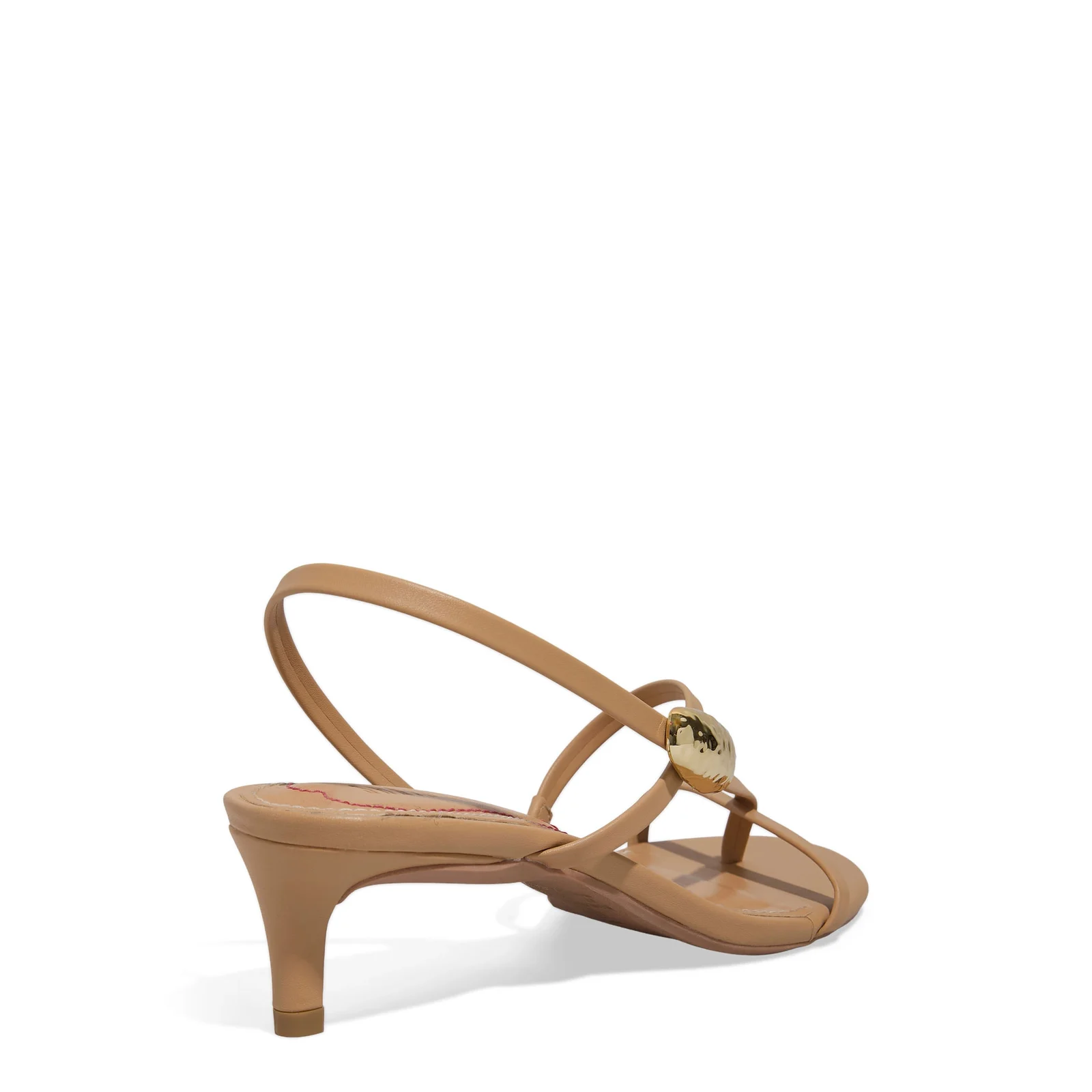 Sandalia Napa Soft Salto Fino Bege Palha - vista 3 de 4