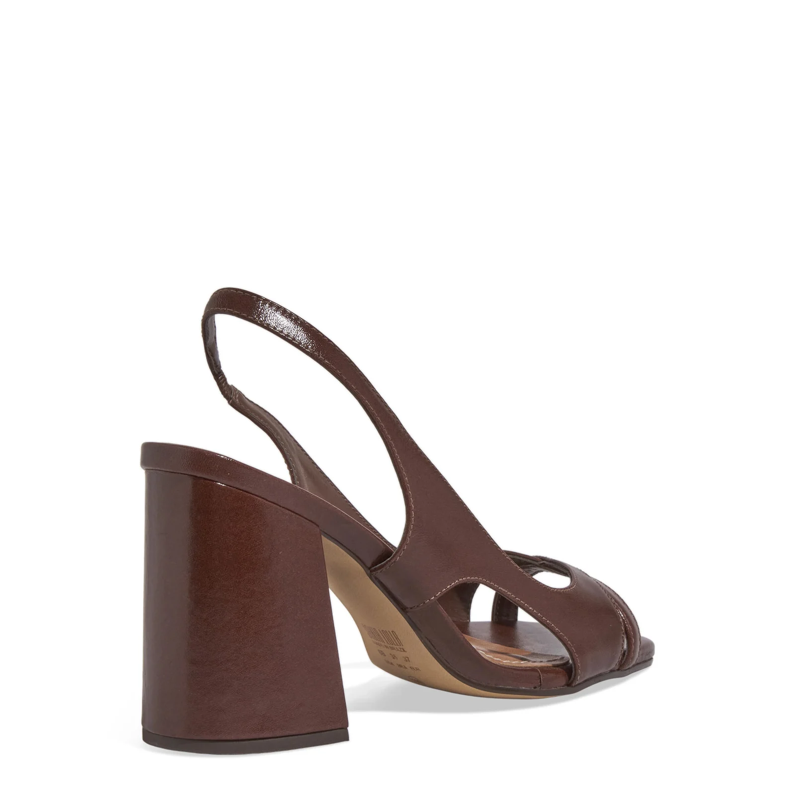 Peep Toe Slingback Couro Marrom Salto Médio - vista 3 de 4