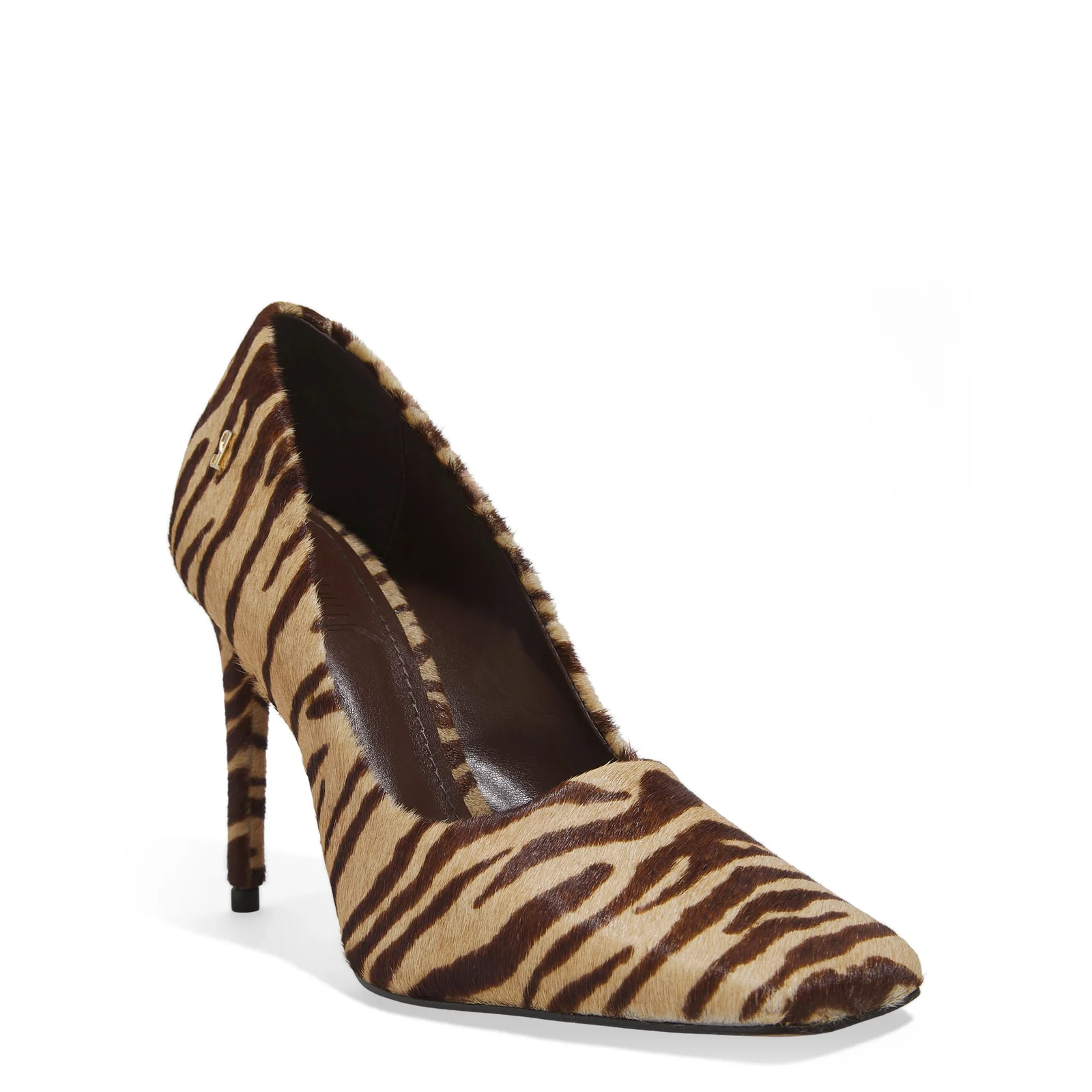 Scarpin Couro Pelo Bico Quadrado Salto Fino Animal Print Zebra - vista 2 de 4