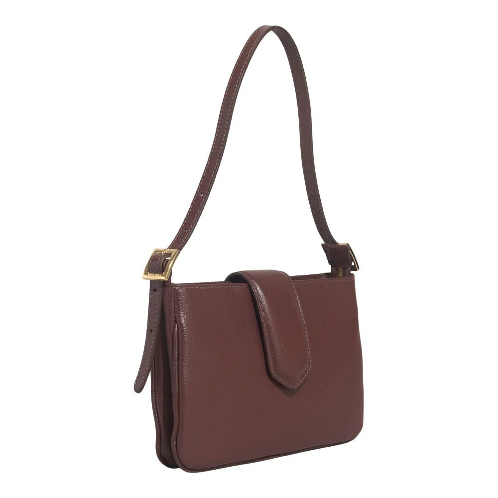 Bolsa Pequena Couro Floater Marrom Dark Alça de Ombro - vista 2 de 3
