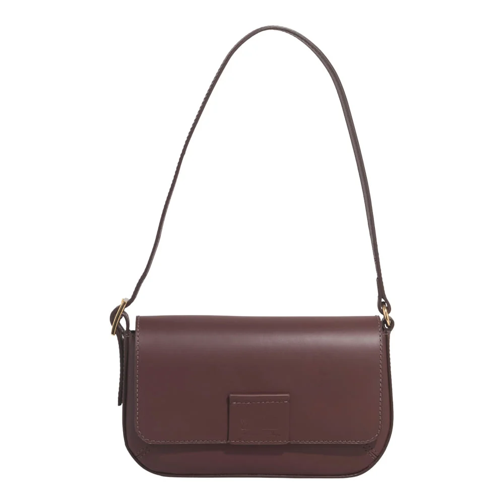 Bolsa Pequena Couro Soft Marrom Dark Alça de Ombro - vista 1 de 3