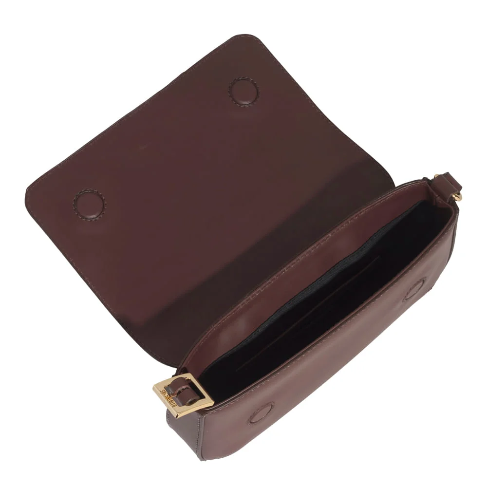Bolsa Pequena Couro Soft Marrom Dark Alça de Ombro - vista 3 de 3