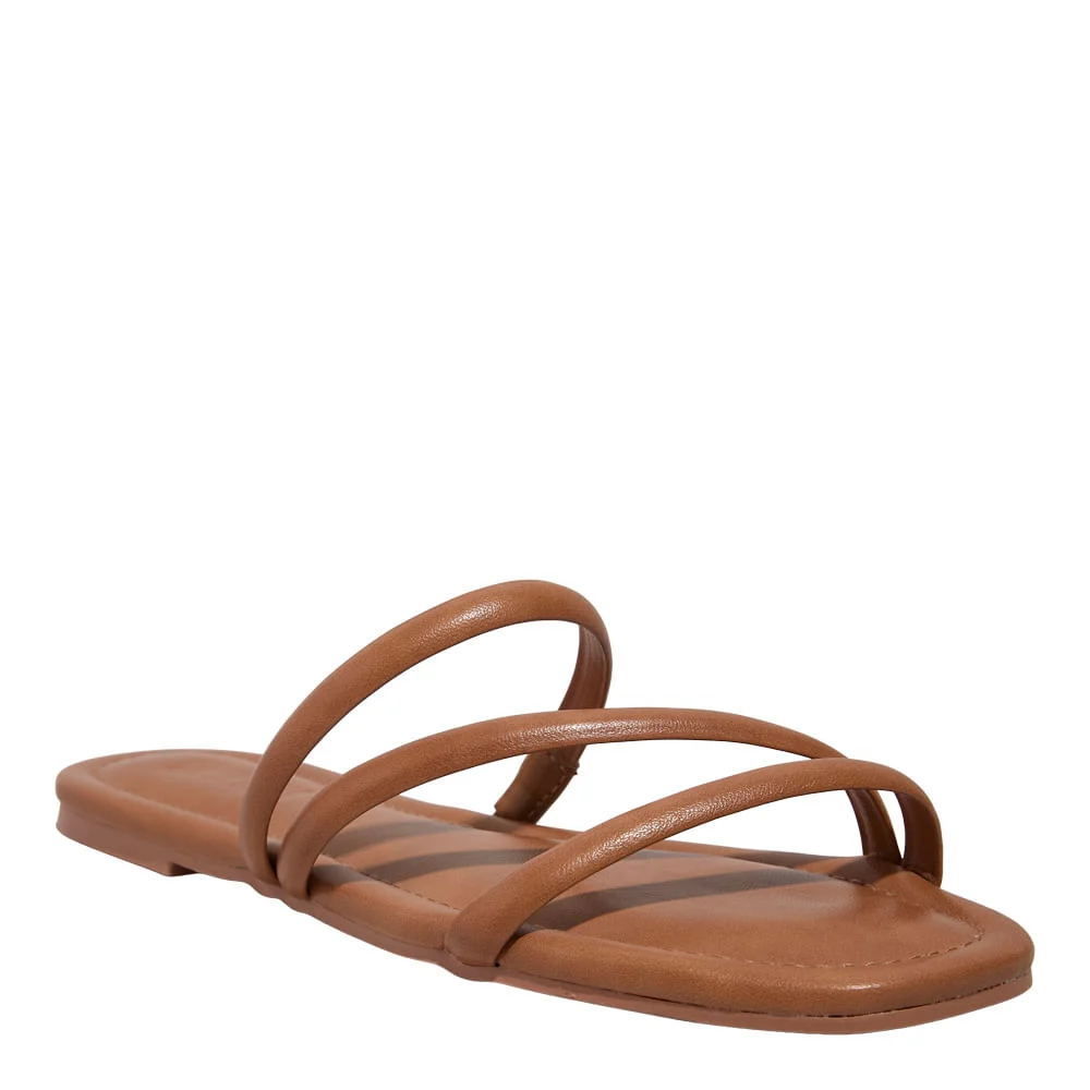 Rasteira Napa Toquio Marrom Camel Bico Quadrado - vista 2 de 5
