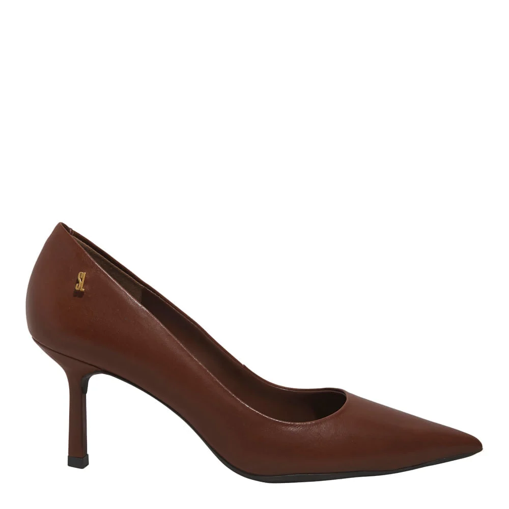 Scarpin Couro Pelica Soft Marrom Terracota Bico Fino - vista 1 de 3