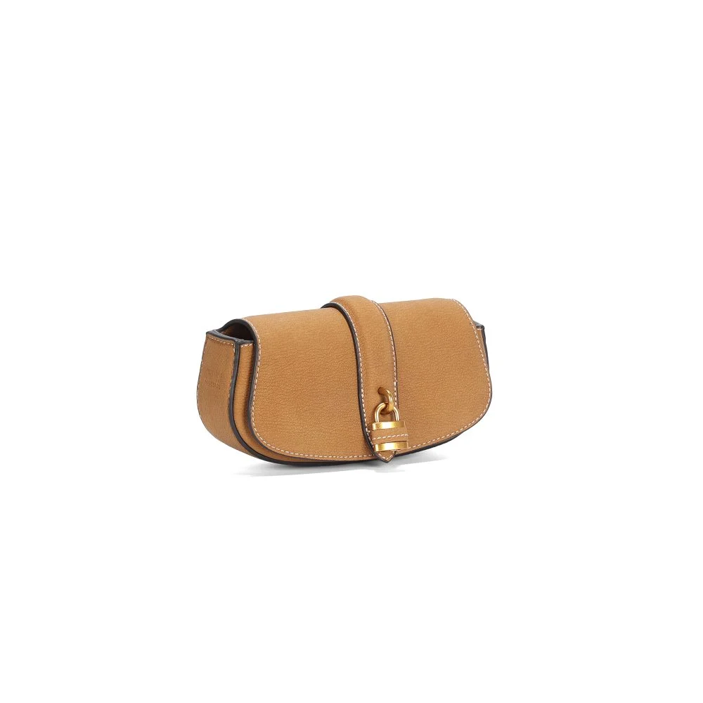 Bolsa Nobuck Pequena Transversal Marrom Cadeado - vista 2 de 3