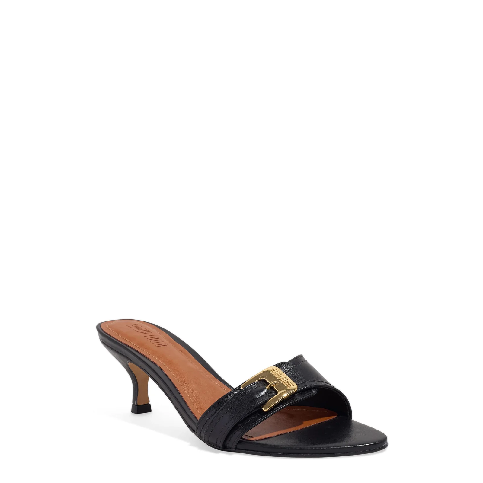 Mule Fivela Couro Nobre Soft Preto Salto Baixo Fino - vista 2 de 4